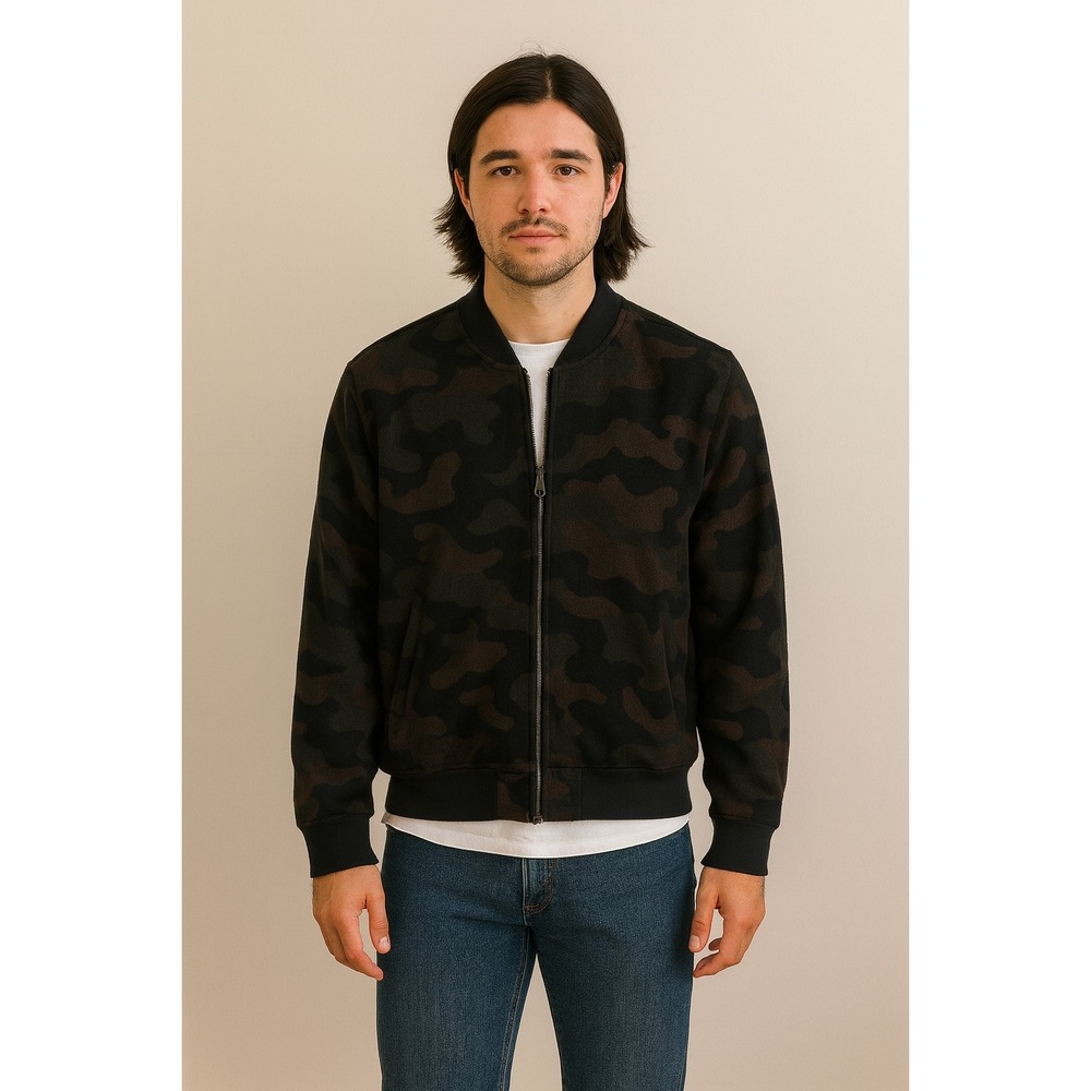 Outerknown Mens Camo Bomber Jacket Full Zip Wool Blend Coat‎ Size Medium